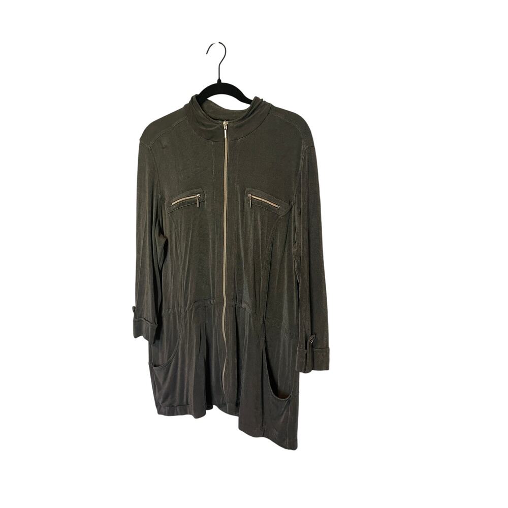 Chico’s Travelers Gray Zip Front Tunic Jacket size 2/L/XL - Picture 4 of 7